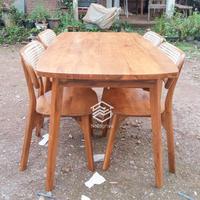 Gambar Meja Makan Set Kursi Makan Cafe Minimalis Jati Rotan set 4 kursi retro dari Notogriyo Kab. Jepara 2 Tokopedia