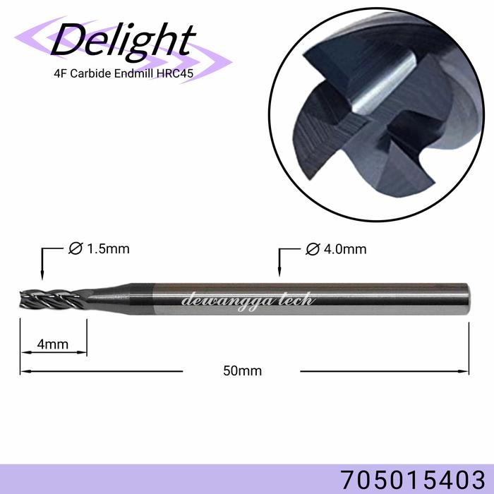 Gambar Carbide endmill 1.5mm shank 4mm end mill 1.5 mm 4 flute flat mill dari DEWANGGA TECH Kota Bekasi Tokopedia