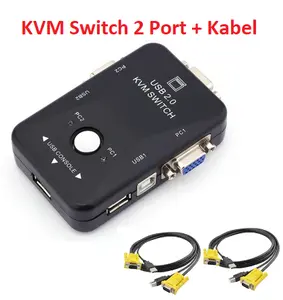 KVM Switch 2 Port USB 2.0 Support Sharing Printer Mouse Keyboard