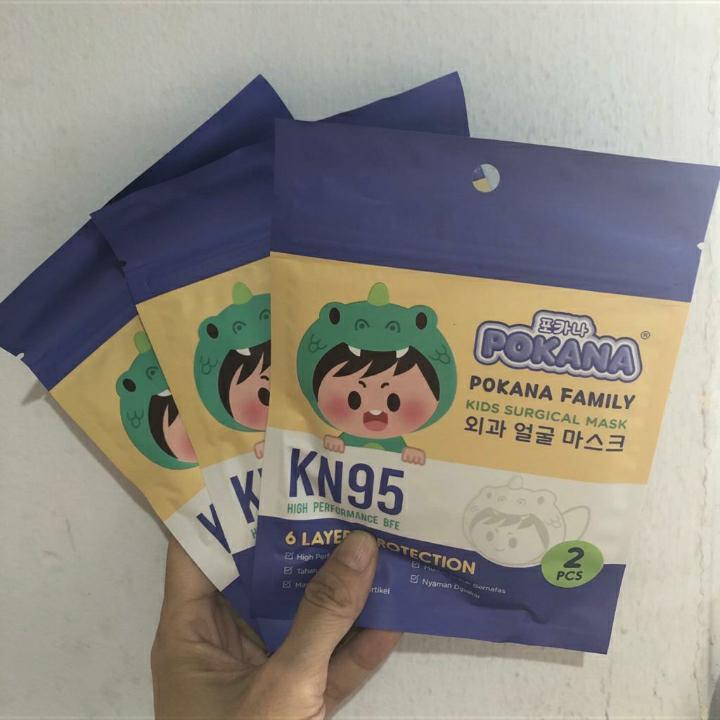 Masker Pokana Kids Croco KN95 Sachet isi 2 pcs (6 Ply)