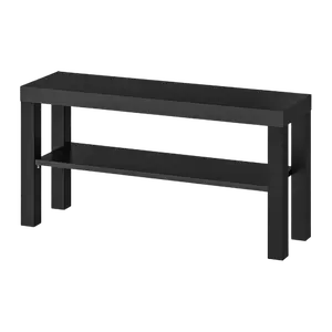 Rak Meja TV Kayu Minimalis Modern 90 x 26 x 45 cm Hitam Bukaan Belakang untuk Kabel Garansi Asli - Plastik