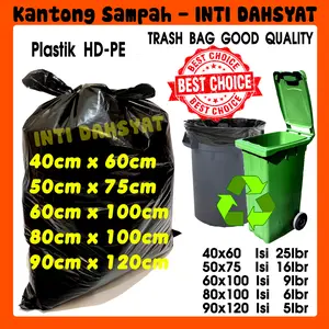 Kantong Plastik Sampah Trash Bag HD-PE Hitam uk. 40x60cm 50x75cm 60x100cm 80x100cm 90x120cm