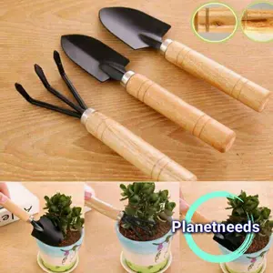 Sekop Garpu Mini Kecil 3 in 1 Gagang Pendek Peralatan Alat Berkebun