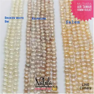 (1 String/-+ 55pcs) mutiara air tawar 10mm bulat bahan gelang etnik