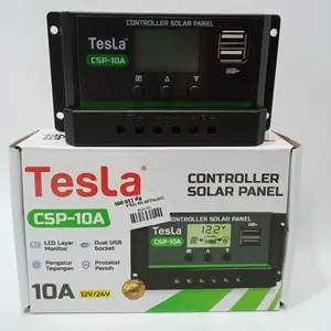 Controller Solar Panel CSP 10A TESLA – Charge Controller 12V/24V Tenaga Surya