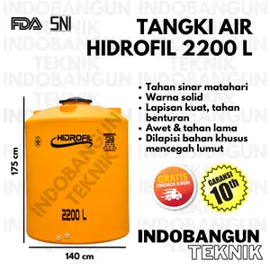 Toren Tangki Tandon Air Hidrofil 2200 Liter Garansi Murah Anti lumut