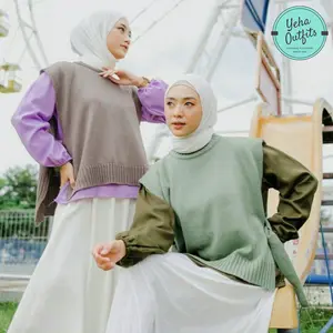 Andin Vest Wanita Rajut Murah | Baju Rompi Tanpa Lengan Muslim Terbaru