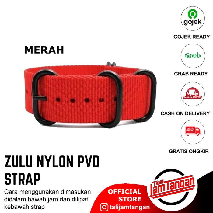 Gambar 18mm Zulu Strap Nylon Red Strap PVD Tali Jam Tangan Nato Strap Merah - Merah, 24mm dari Tali Jam Tangan com Kota Tangerang Selatan 5 Tokopedia
