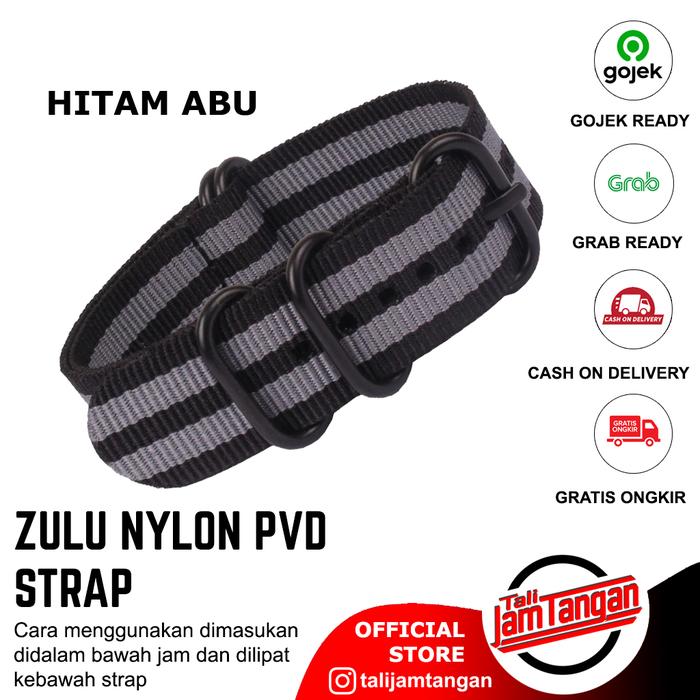 Gambar 18mm Zulu Strap Nylon James Bond (Black Grey) Strap PVD Tali Jam Nato - Hitam Abu, 24mm dari Tali Jam Tangan com Kota Tangerang Selatan 5 Tokopedia