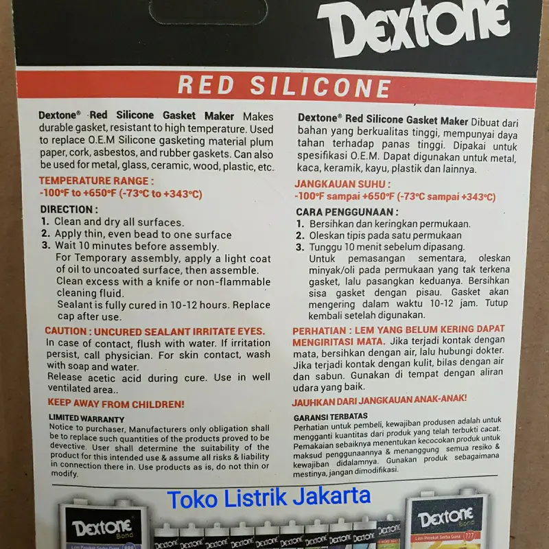Lem DEXTONE Gasket Packing Merah Red Silicone Silikon Mesin Besi 30Gr 1