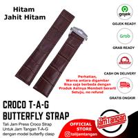 Gambar 20mm Tag croco leather strap tali jam kulit buckle butterfly - Hitam B Hitam, 22mm dari Tali Jam Tangan com Kota Tangerang Selatan 3 Tokopedia