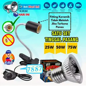 LAMPU UVA UVB REPTIL REPTIL 25W 50 W + FITING KERAMIK KURA KURA IGUANA