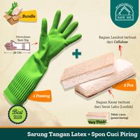 Gambar [BUNDLE] Safe Me Sarung Tangan Latex Green / Sponge Cuci Piring - M dari Safe Me Kota Administrasi Jakarta Utara 1 Tokopedia