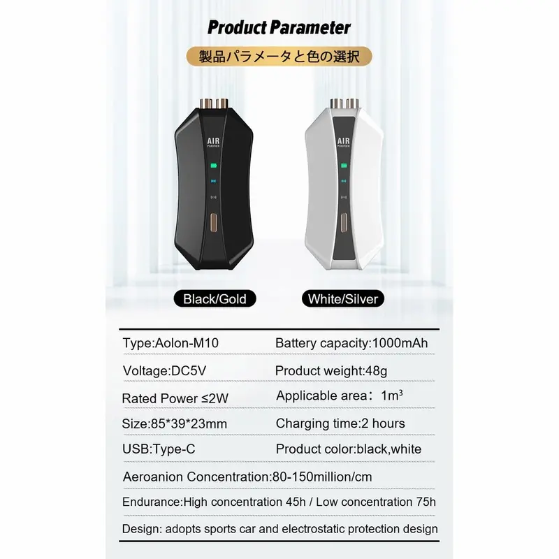 Kalung Pembersih Udara Ionizer M10 150million Negatif Pm2.5 Kebisingan 0