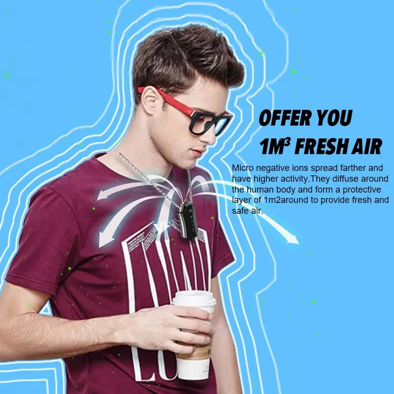 Kalung Pembersih Udara Ionizer M10 150million Negatif Pm2.5 Kebisingan 1