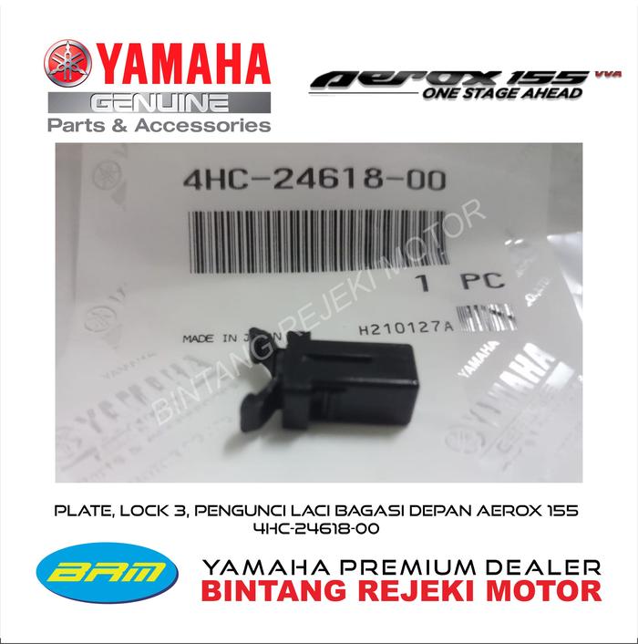 Gambar PLATE, LOCK 3, PENGUNCI LACI BAGASI DEPAN AEROX 155 4HC-24618-00 dari Yamaha Bintang Rejeki Motor Kab. Bandung Tokopedia