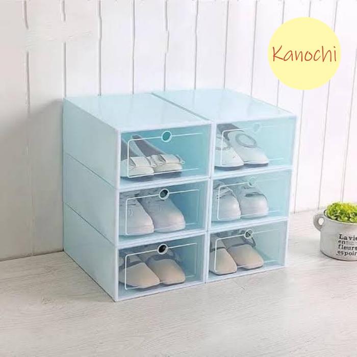BESAR LARGE Tempat Sepatu Susun Plastik Transparen Rak Kotak Lipat Box 0