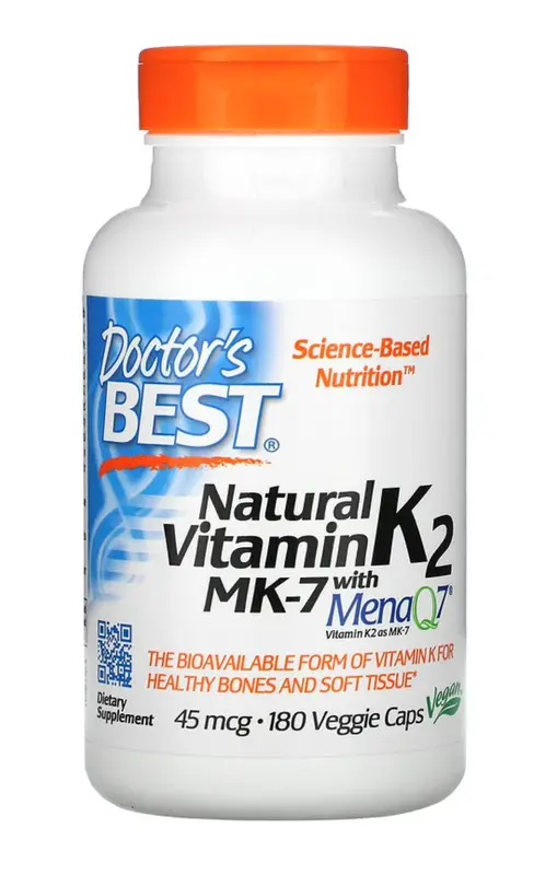 Doctor's Best Natural Vitamin K2 MK-7 with MenaQ7 45 mcg 60 180 caps 2