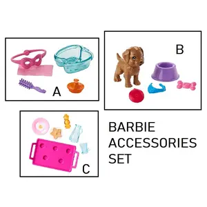 Boneka Barbie Accessories Set Breakfast Spa Day Dog Puppy Mainan Anak