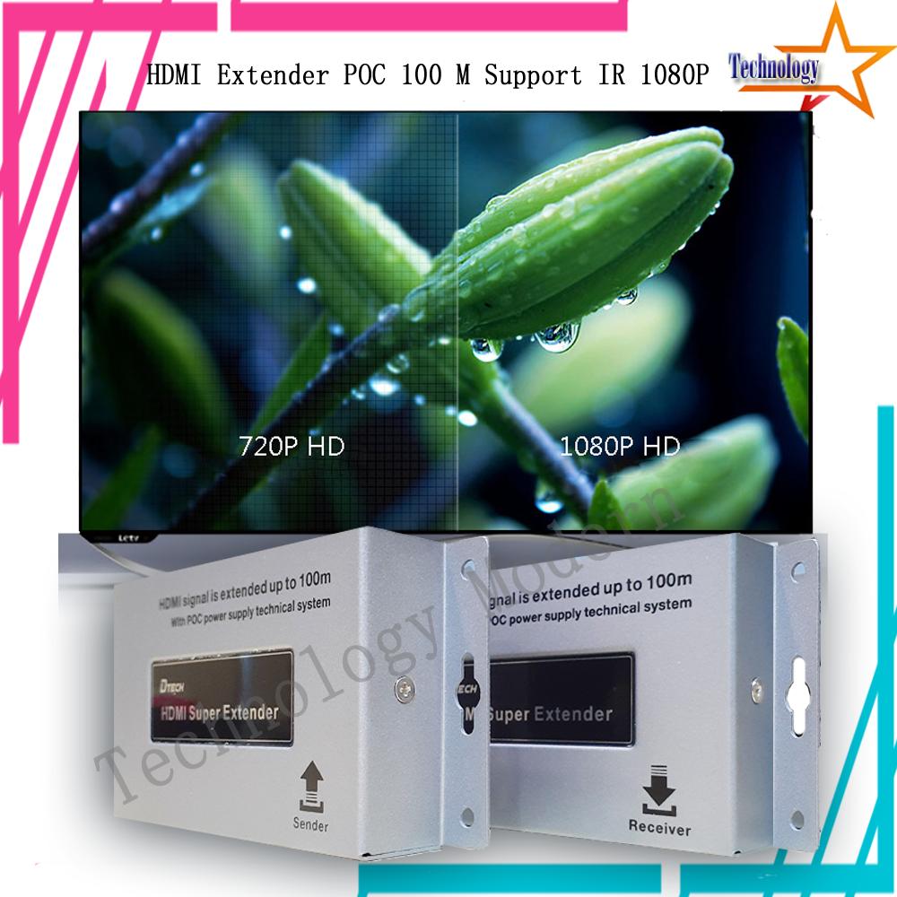 HDMI+IR+POC Extender 100 M Over UTP LAN CAT5E 1080P (Only One Adapter)