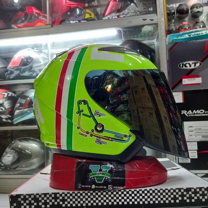 Gambar VRC HELM SNI MOTIF SKY CAT YELLOW FLUO VISOR IRIDIUM dari CINTAHELMET2 Kab. Bekasi Tokopedia