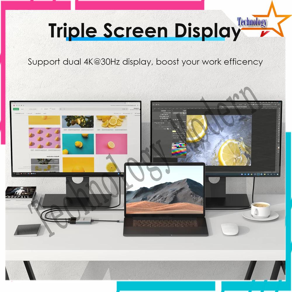 Multiple Monitor Type C to HDMI Extend Display Untuk 2 Monitor 4K@60Hz