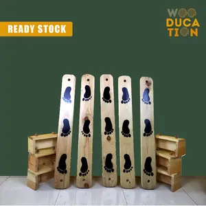 Wooducaion Balance Beam Kayu Jati Belanda / Mahoni Papan titian anak motif kaki