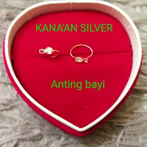 Anting Kenip Bayi Gold Mata 1 Diamond Perak Asli 925 Lapisan Emas 24k