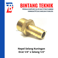 Gambar Nepel (Nipple) Selang Kuningan Drat 1/4" x Selang 1/2" dari Bintang Teknik Toko Kota Administrasi Jakarta Barat 2 Tokopedia