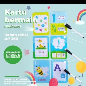 kartu bermain Angka/ Huruf Abjad/ hijaiyah muslim /FLASHCARD