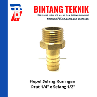 Gambar Nepel (Nipple) Selang Kuningan Drat 1/4" x Selang 1/2" dari Bintang Teknik Toko Kota Administrasi Jakarta Barat 4 Tokopedia