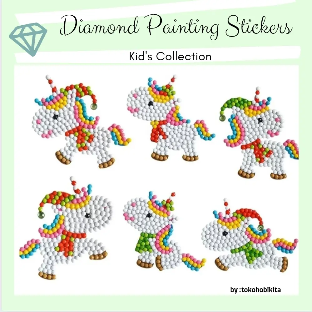 DIY DIAMOND PAINTING ANAK STICKER . MAINAN ANAK MANIK - unicorn lover