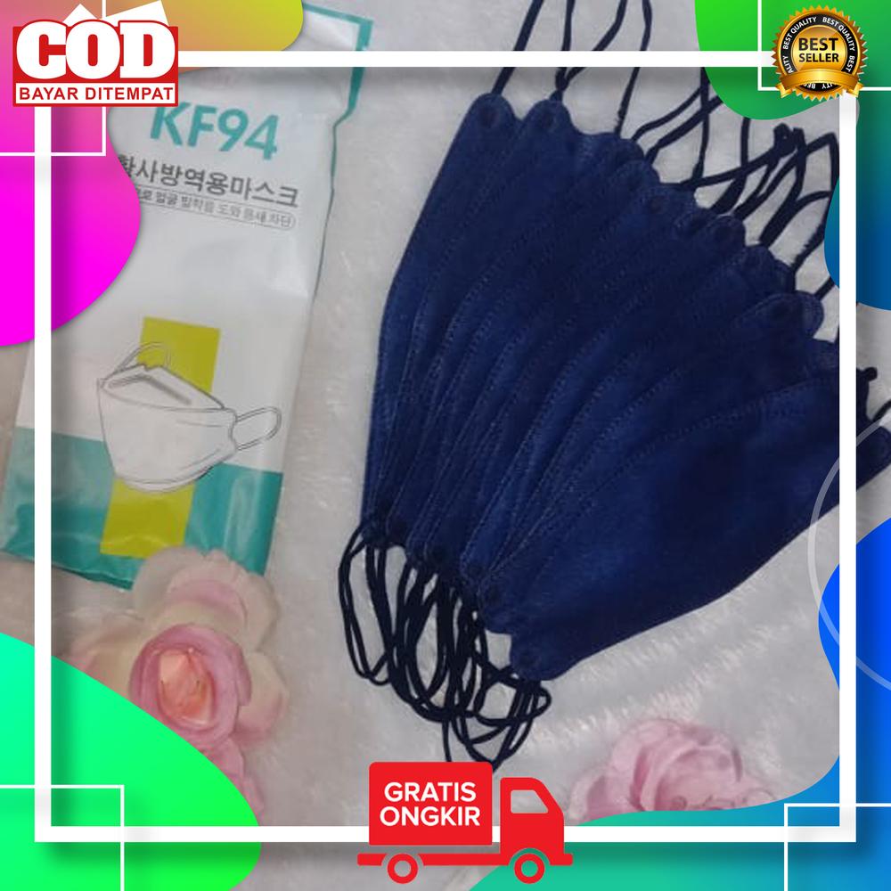 Masker kf94 Warna Blue Navy Biru Gelap Isi 10Pcs Earloop