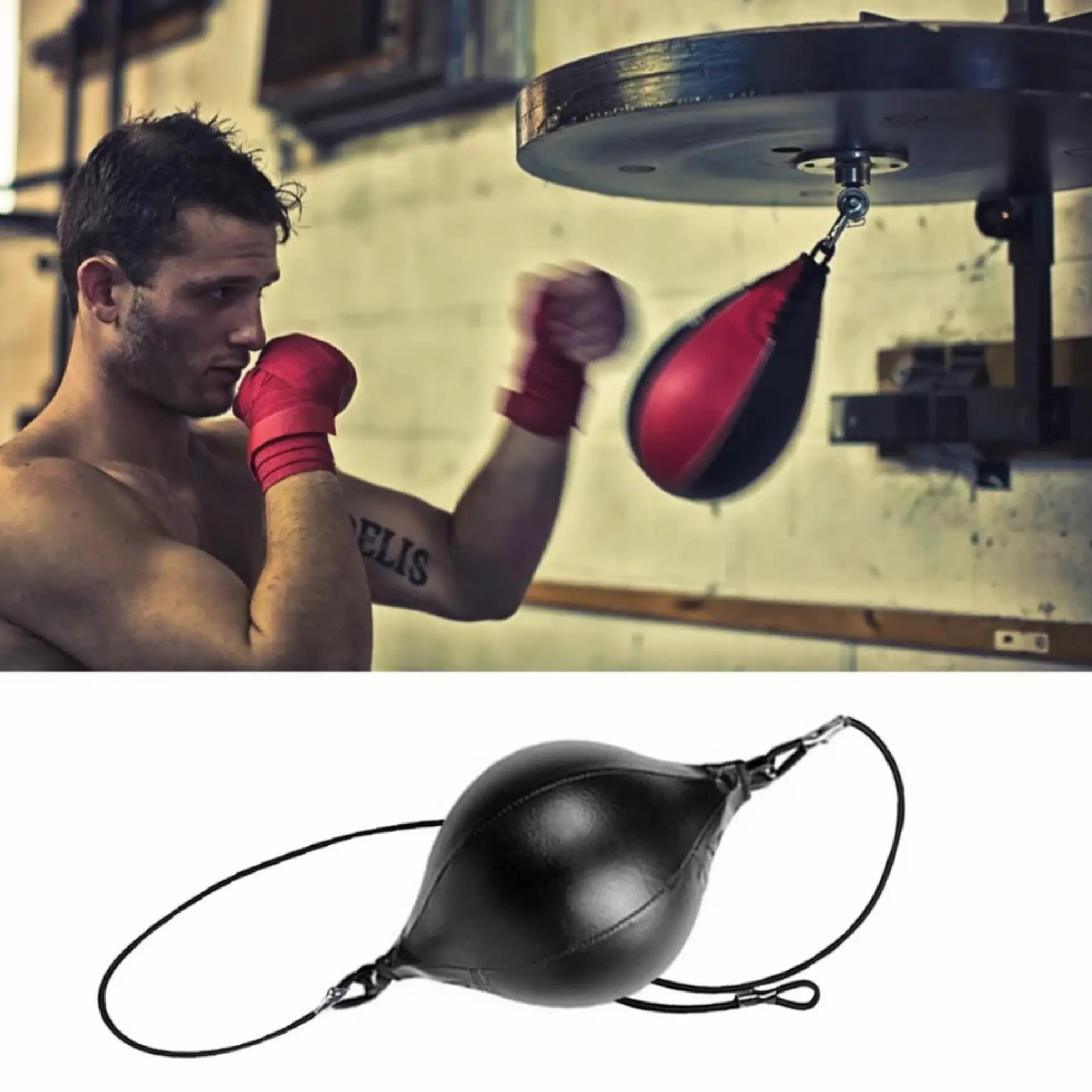 tas tinju pir bola PU alat latihan kecepatan meninju speed ball boxing