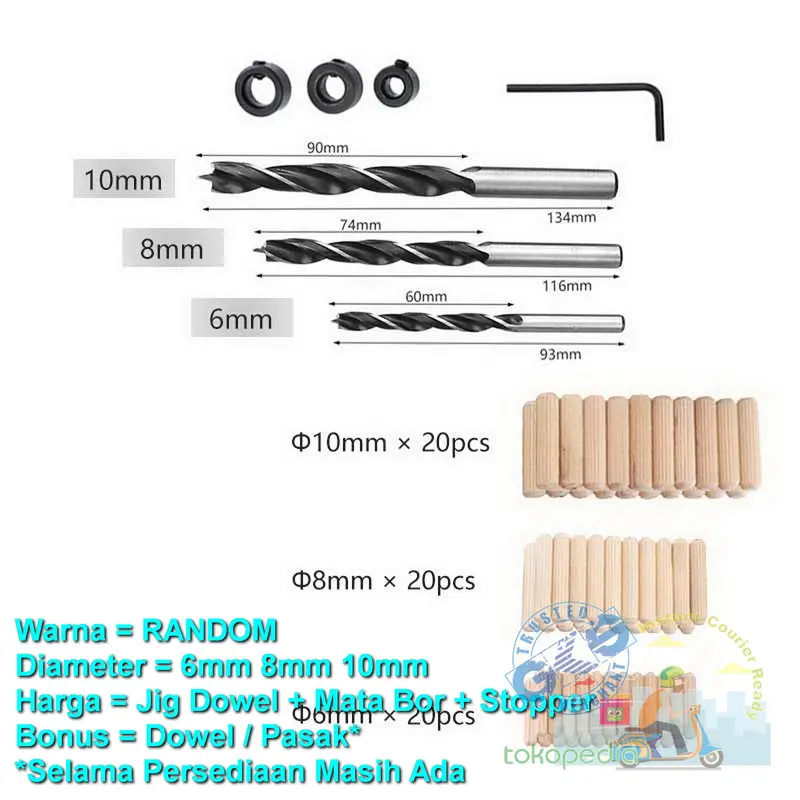 Set Kit Jig Dowel Tool Lengkap Punch Center Hole Locator 6 8 10 MURAH 6