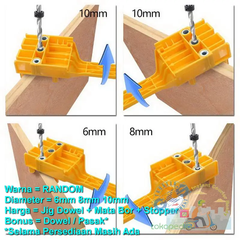 Set Kit Jig Dowel Tool Lengkap Punch Center Hole Locator 6 8 10 MURAH 4