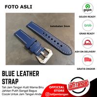 Gambar Tali Jam Tangan Kulit Warna Biru Jahitan Putih Ukuran 20mm, 22mm, 24mm - Biru, 20mm dari Tali Jam Tangan com Kota Tangerang Selatan 2 Tokopedia