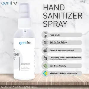 Hand Sanitizer Spray Food Grade Antiseptic GEMFRE 60ml Alkohol 70%