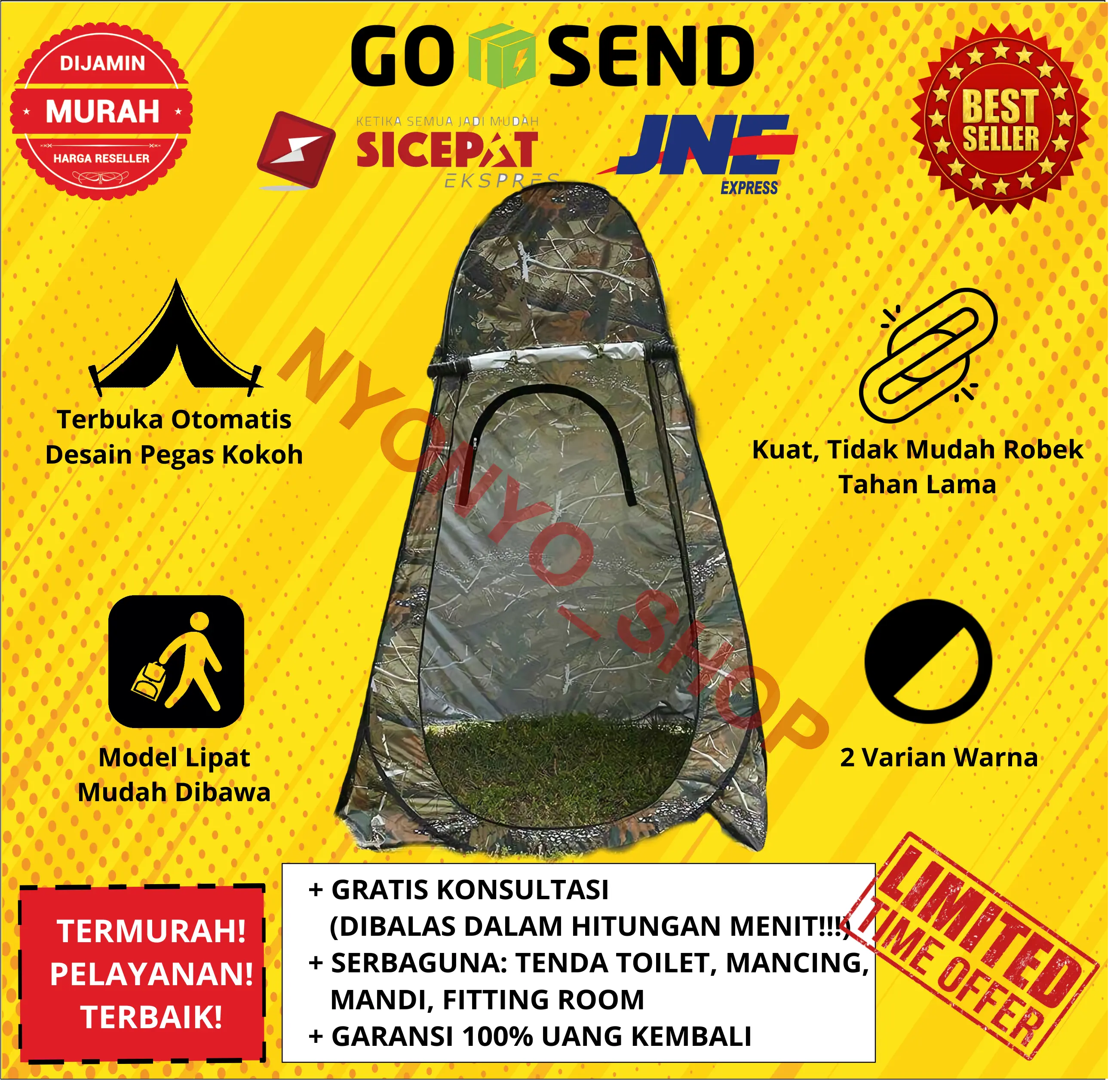 Tenda Serba Guna Toilet Mandi Ganti Baju Portable Automatic Open Murah