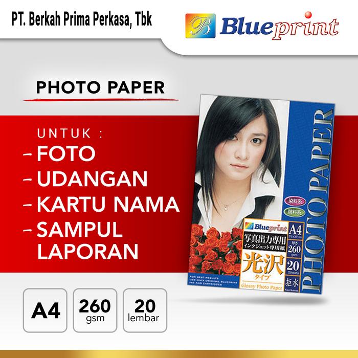 Gambar Kertas Foto / Kertas Glossy / Glossy Photo Paper BLUEPRINT A4 260 gsm dari Blueprint Indonesia Kota Administrasi Jakarta Utara Tokopedia