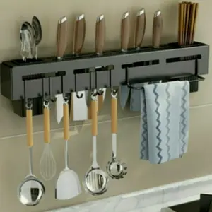 Tempat Pisau Dapur Stainless Black / Rak Dapur Pisau Hitam/ Rak Murah