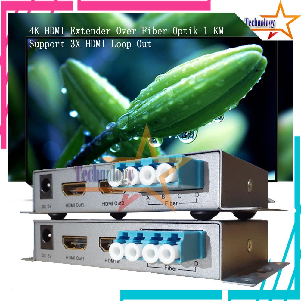 4K HDMI Splitter Extender 1 KM over Fiber Optik OM3 with Loop 3X HDMI