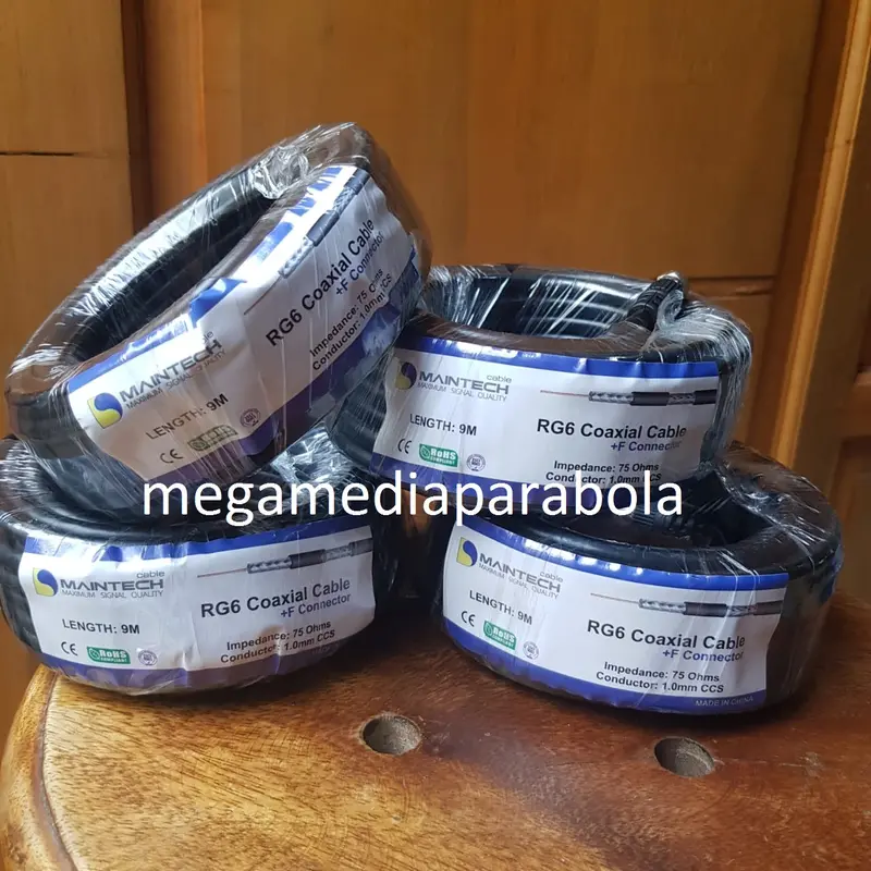 Kabel antena Parabola UHF Coaxial RG6 9meter High Signal Quality bagus 0