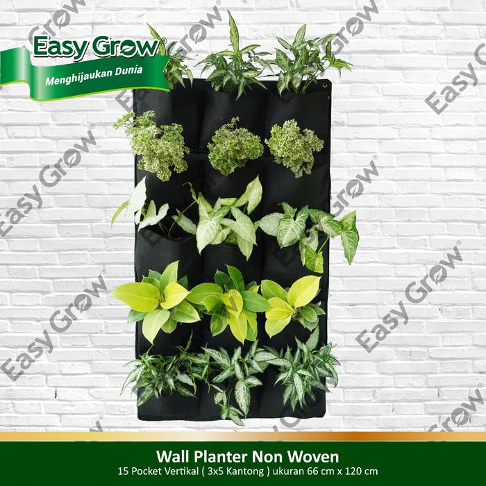 Gambar Easy Grow Wall Planter Non Woven 15 Kantong Vertical dari Easy Grow_NEW Kab. Gunungkidul Tokopedia