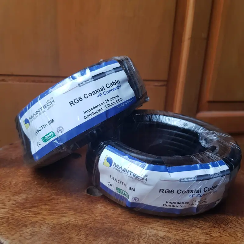 Kabel antena Parabola UHF Coaxial RG6 9meter High Signal Quality bagus 2
