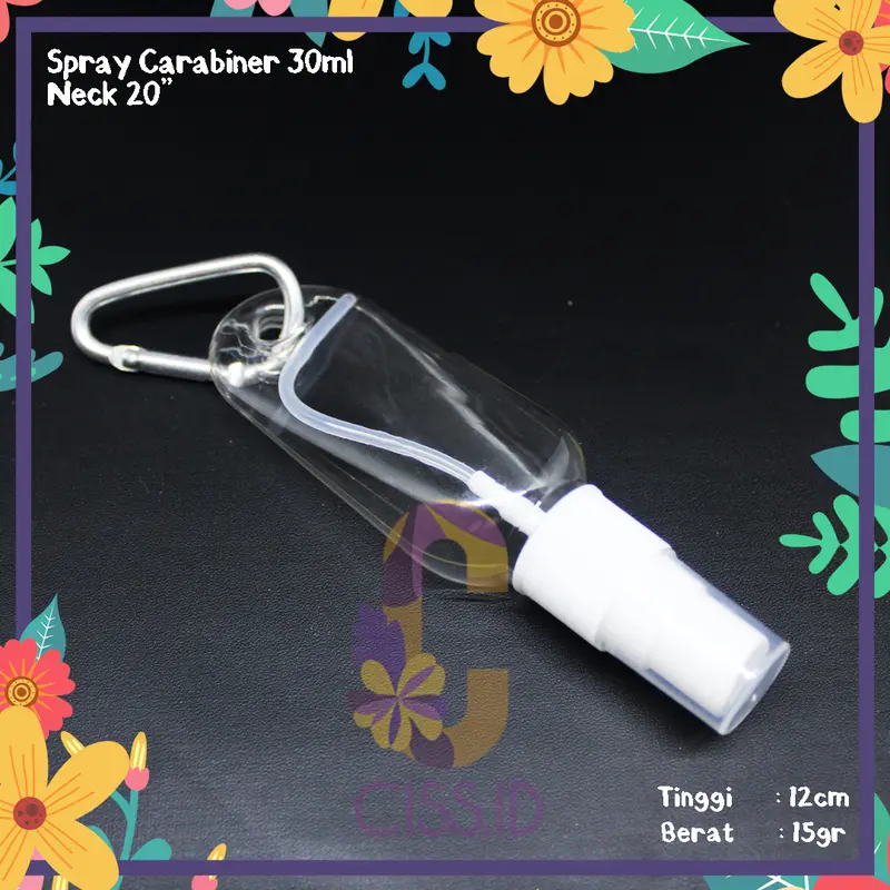 BOTOL PLASTIK SPRAY 30ml GANTUNG CARABINNER HAND SANITIZER MINI TRAVEL 0