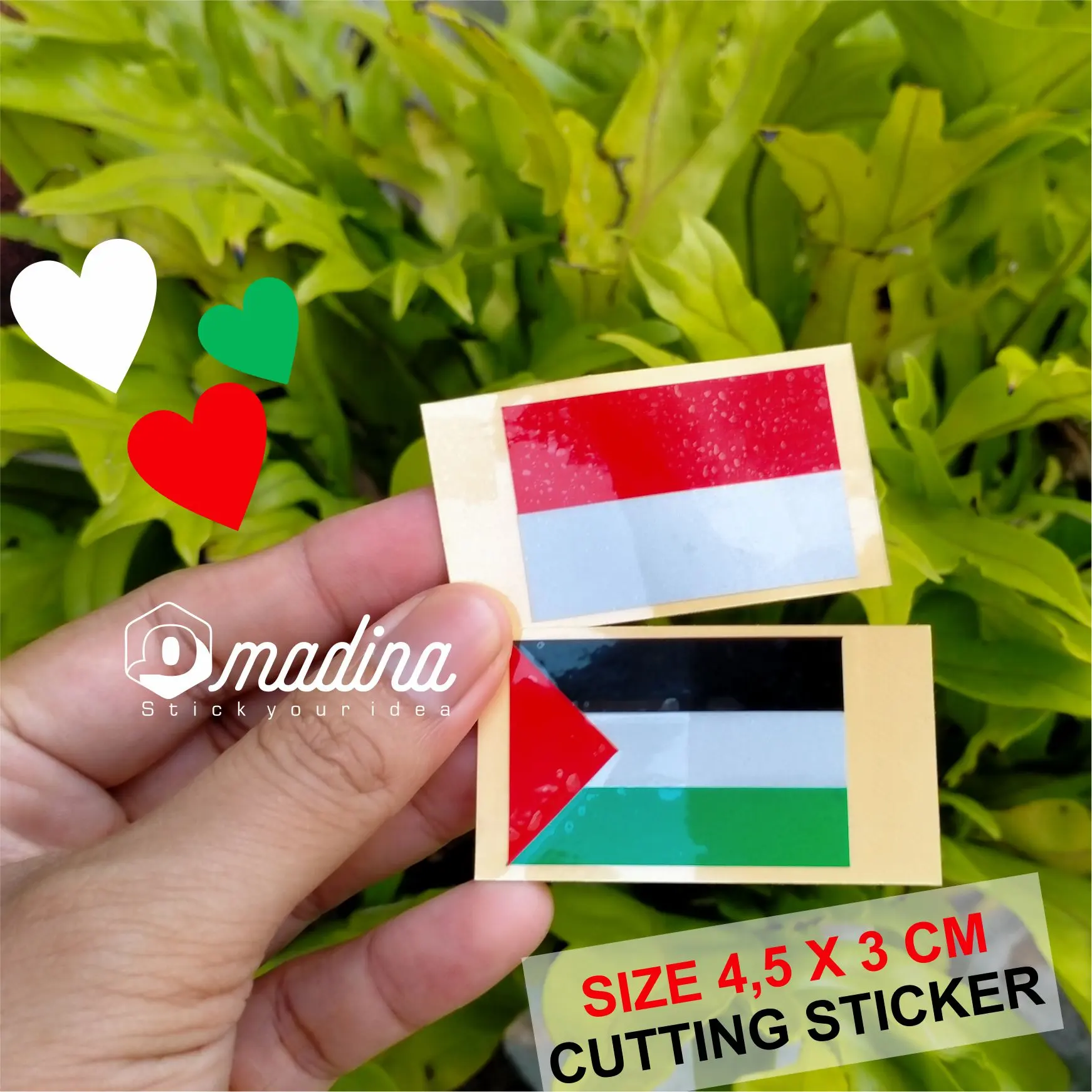 STIKER BENDERA PALESTINA DAN INDONESIA CUTING STIKER MOTOR SEPEDA HELM #1