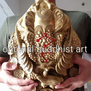 patung kodok fengshui koin super jumbo kuningan