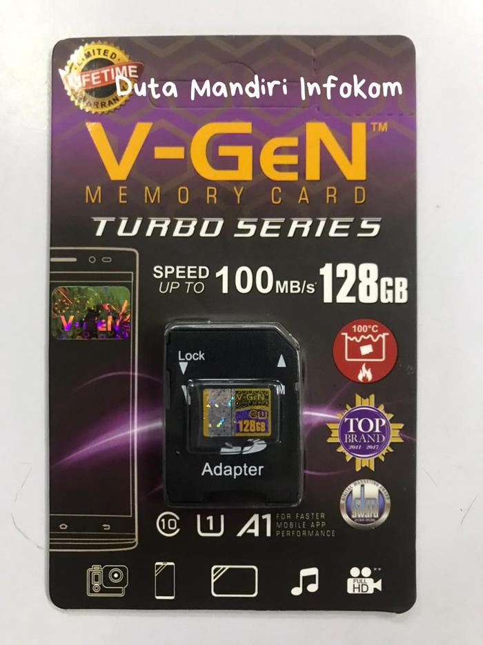 Gambar MicroSD V-GeN Turbo 128GB Class10 100MB/S + Adapter (Memory HP VGEN) dari Duta Mandiri Infokom Kota Administrasi Jakarta Pusat Tokopedia
