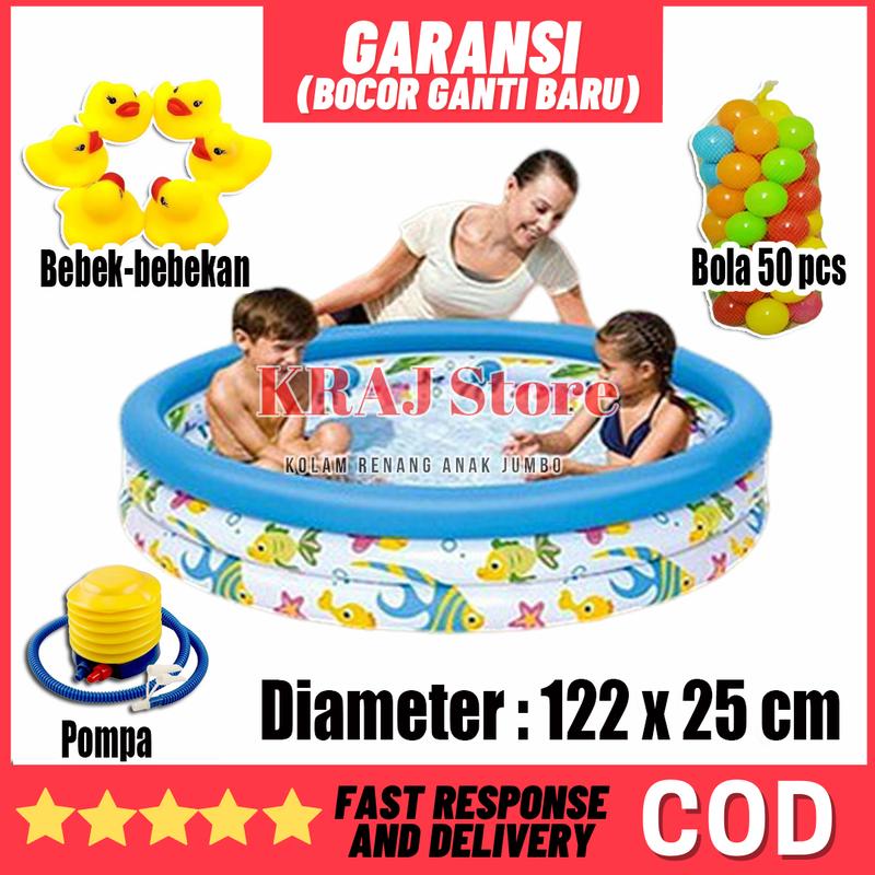 Kolam Renang Karet Anak/Bayi Murah Jumbo Besar 122cm Free Pompa 0